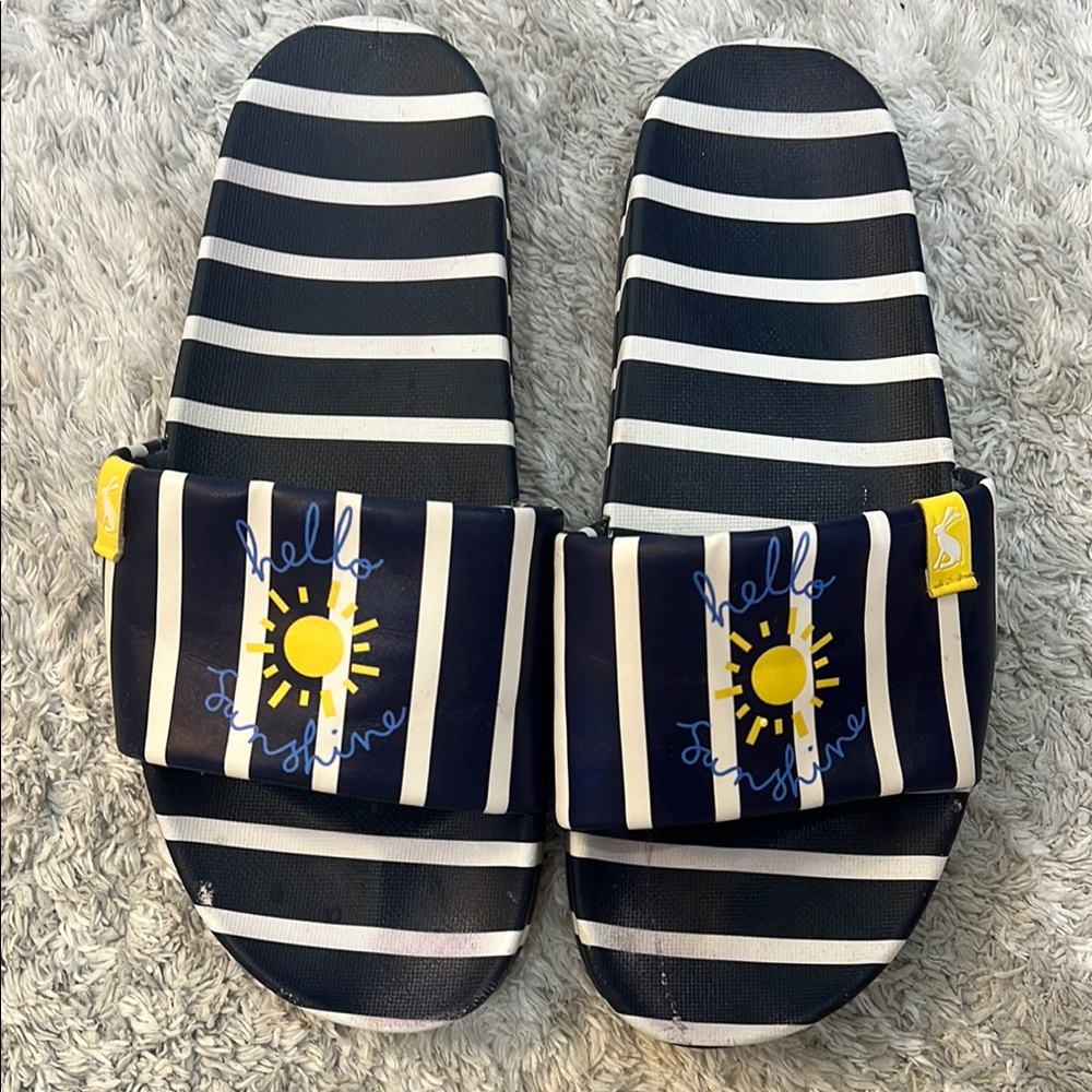 Joules Blue and White Sandals Slip-On Style